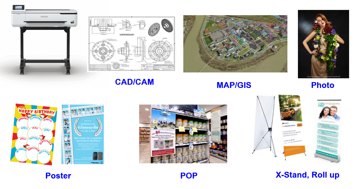 7 ฟังก์ชันการใช้งานที่เหนือชั้นของ Epson SureColor SC-T3730E เช่น พิมพ์แบบแปลน โปสเตอร์ สติกเกอร์ และภาพถ่ายคุณภาพสูง