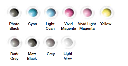 ตัวอย่างหัวพิมพ์ Epson UltraChrome PRO10 ทั้ง 10 สี