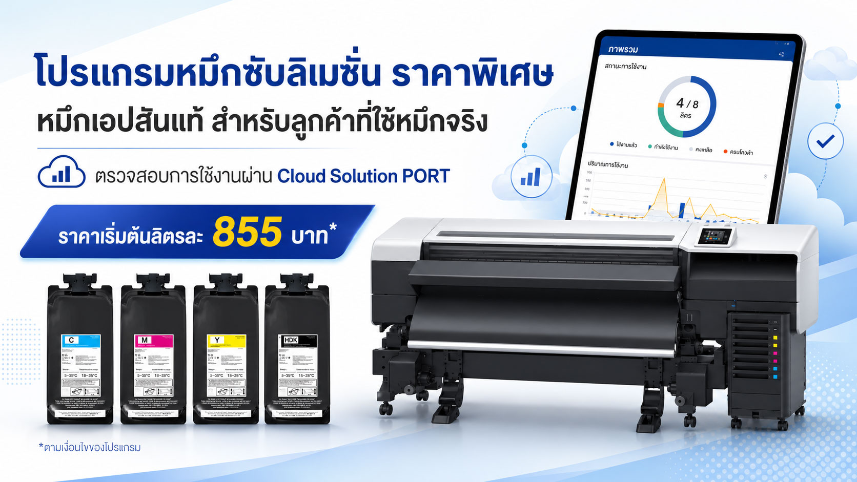 โปรแกรมหมึกซับลิเมชั่น Epson ราคาพิเศษ สำหรับลูกค้าที่ใช้งานจริงผ่าน Epson Cloud Solution PORT